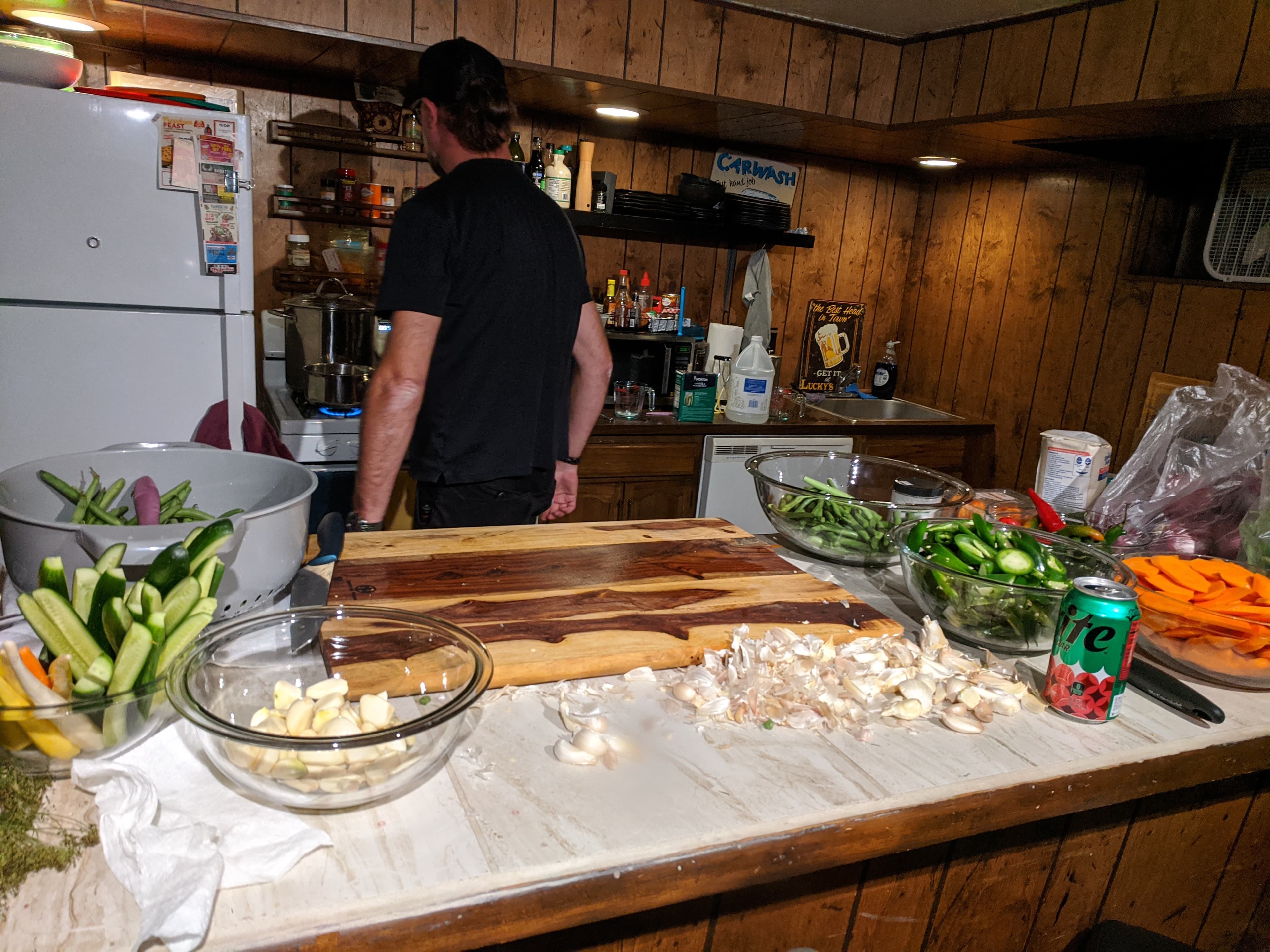 Kitchen prep - fresh ingredients ready for brining